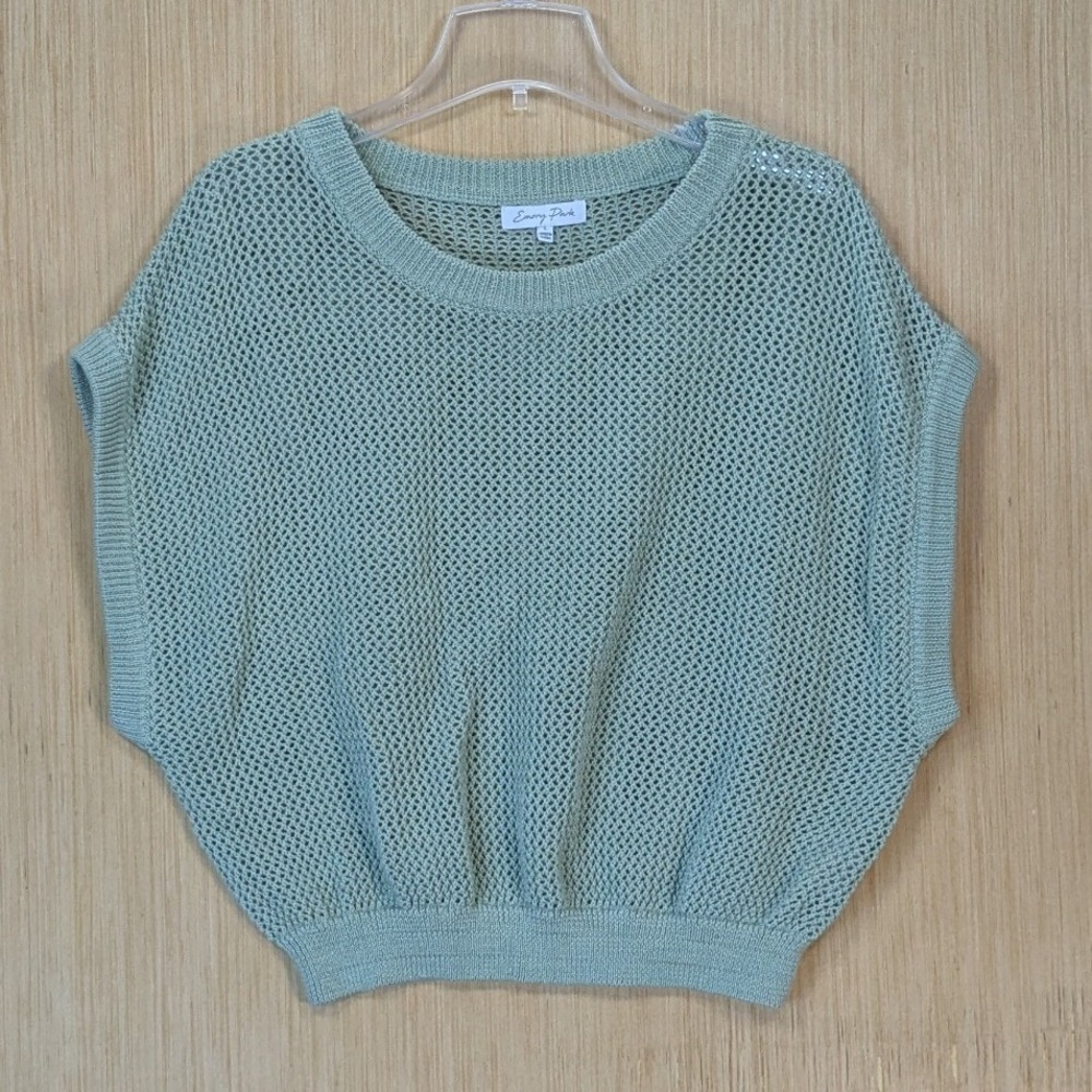 Emory Park Open Knit Sweater‎ Vest Womens Large Sage Green Oversized Layering